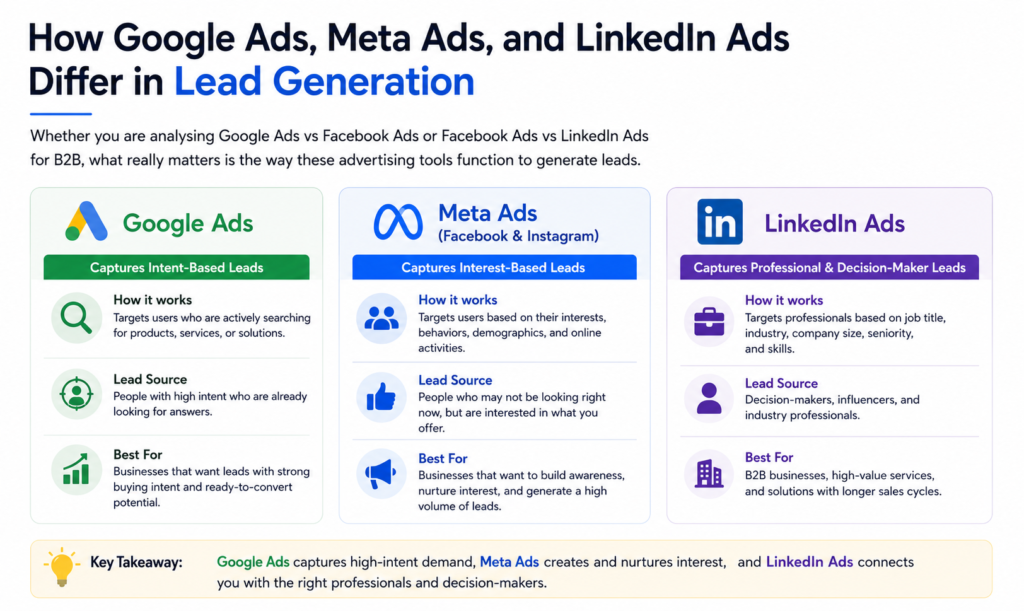 lead generation for google ads , meta ads and linkedIn ads 
